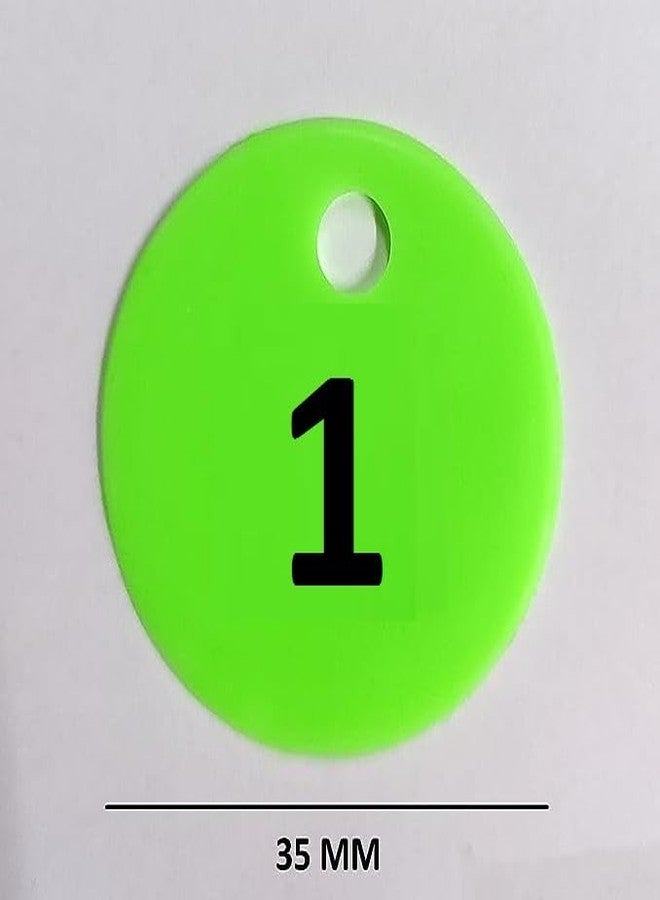 موريل عملة معدنية دائرية الشكل من البلاستيك الأخضر المنقوش من موريل مع ثقب، للاستخدام في المتاجر، وألعاب الطاولة، والمتاجر، والكازينوهات، والمدارس، والفعاليات | عملات رقمية من 1 إلى 100. - Image 3